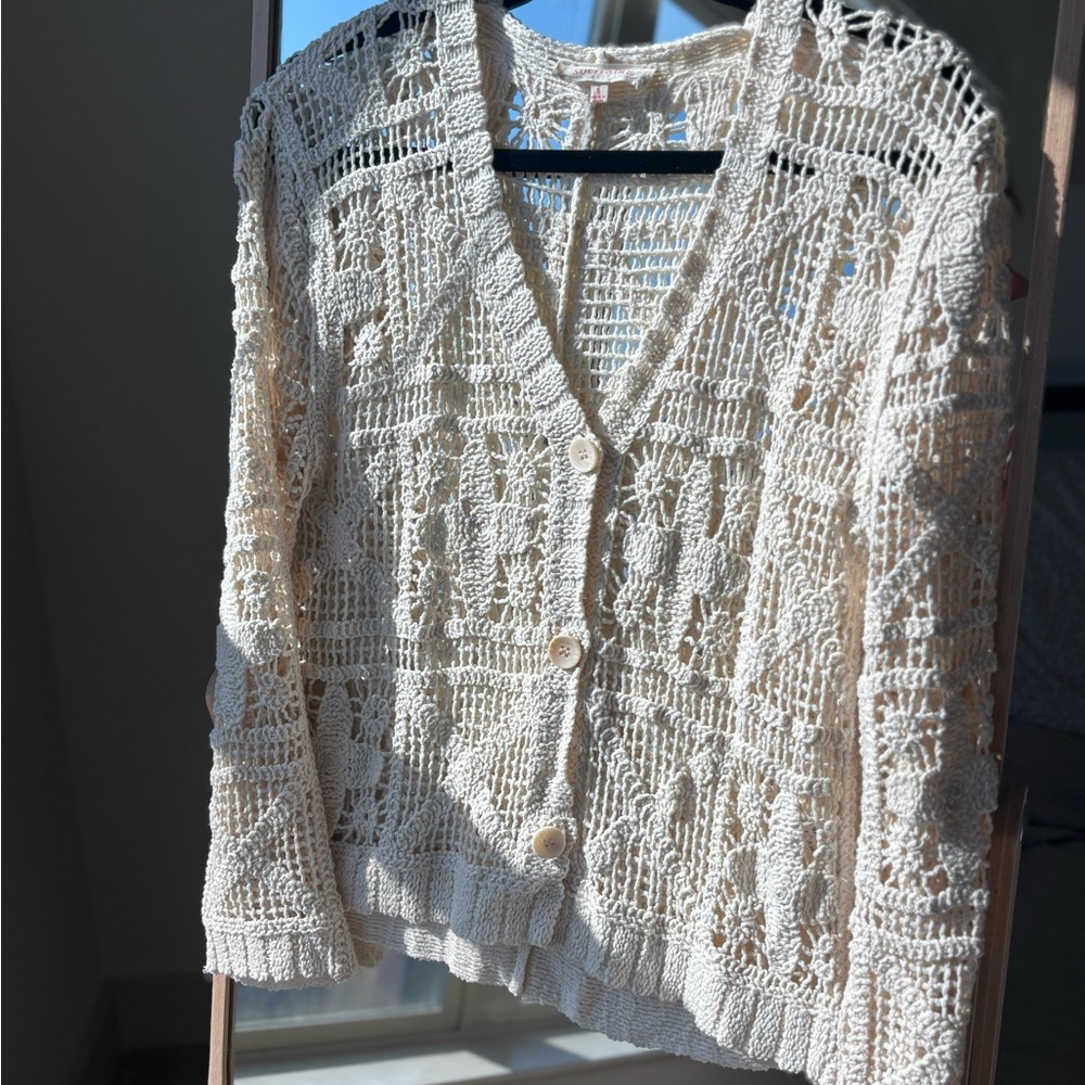 Solitaire Cream Knit 100% cotton cardigan